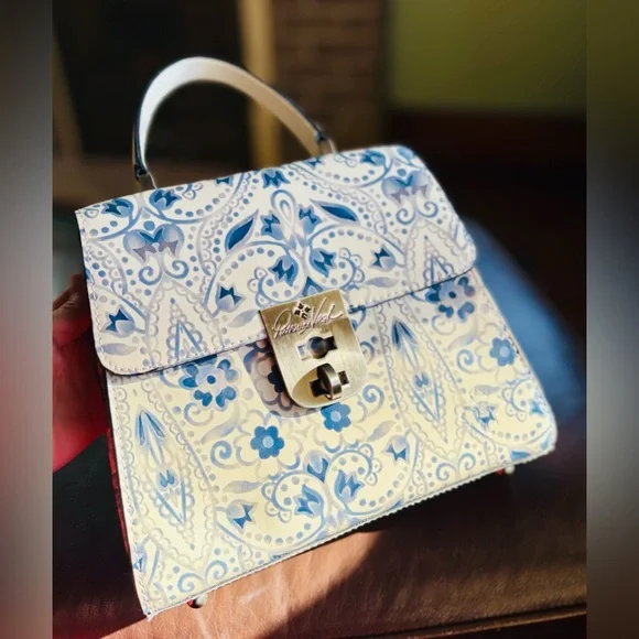 PATRICIA NASH 🦋 Chauny Leather Satchel white Italian Folklore collection. NWT - Picture 9 of 16